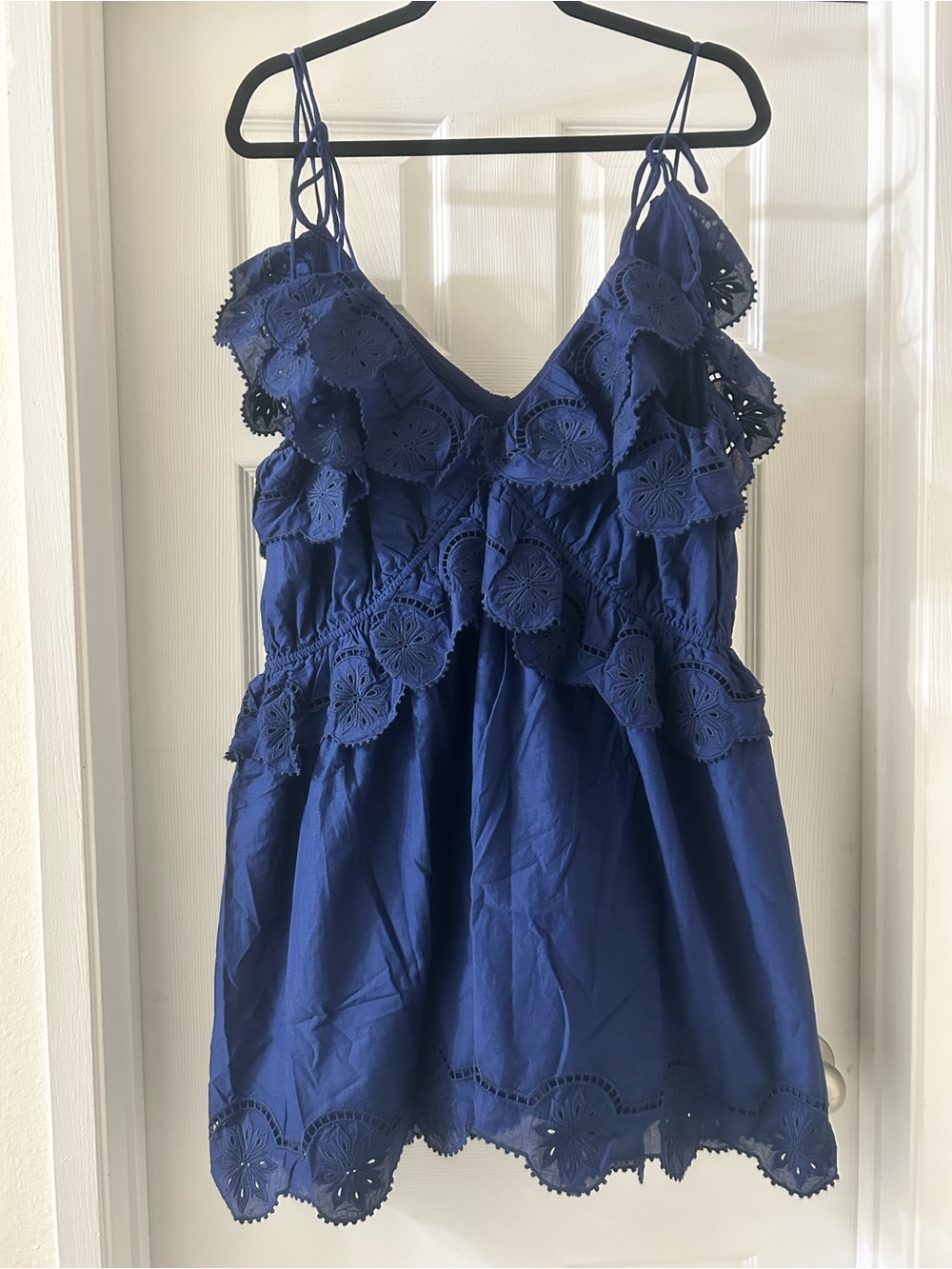 Navy Eyelet Tiered Camisole Top